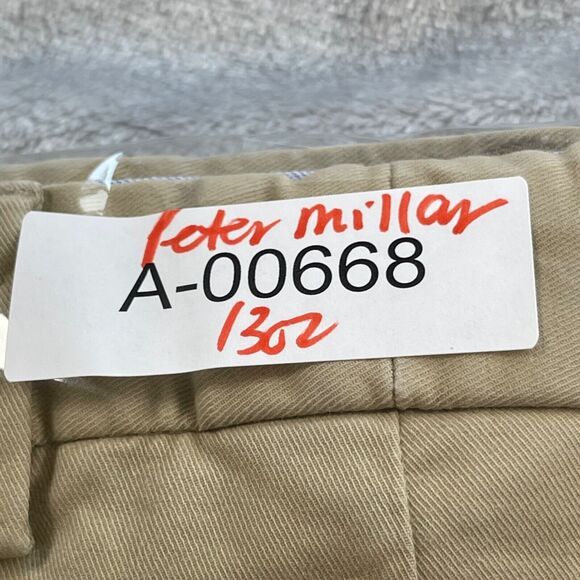 Peter Millar Shorts 42 Khaki Chino Flat Front Pima Cotton Stretch Peru 8" Inseam - Picture 6 of 6